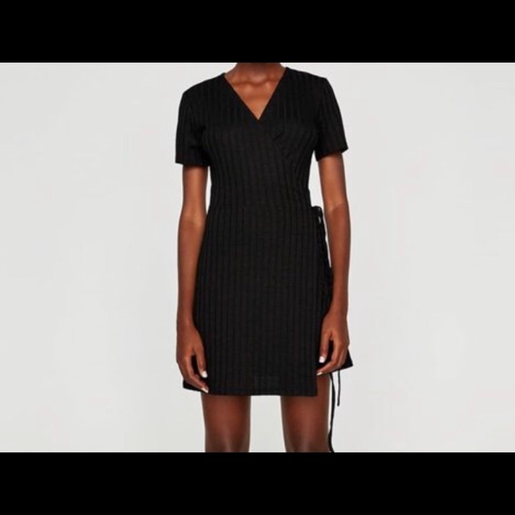 zara black wrap dress